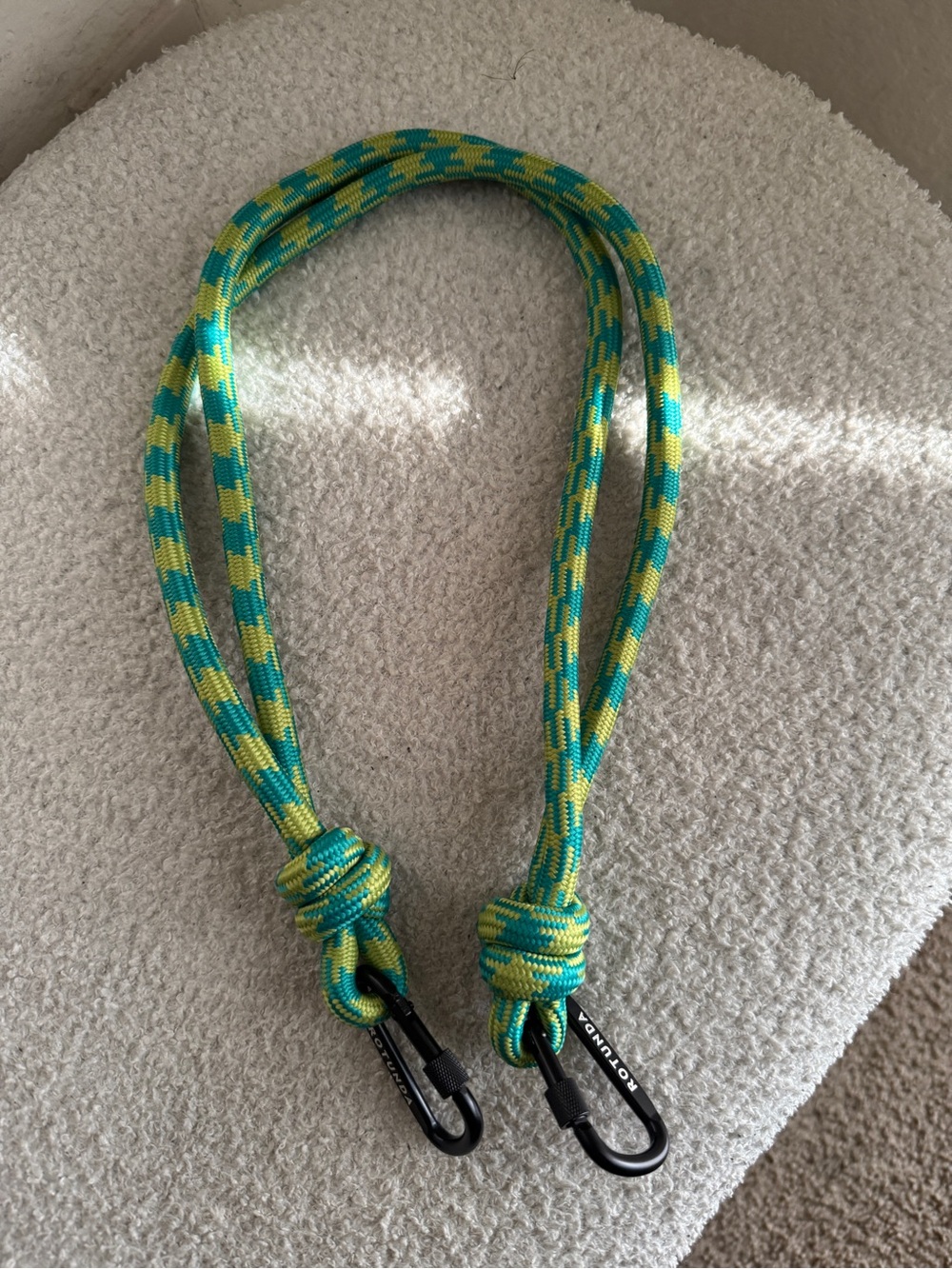 Rotunda Detachable Bag Strap with Black Carabiners - Teal & Lime